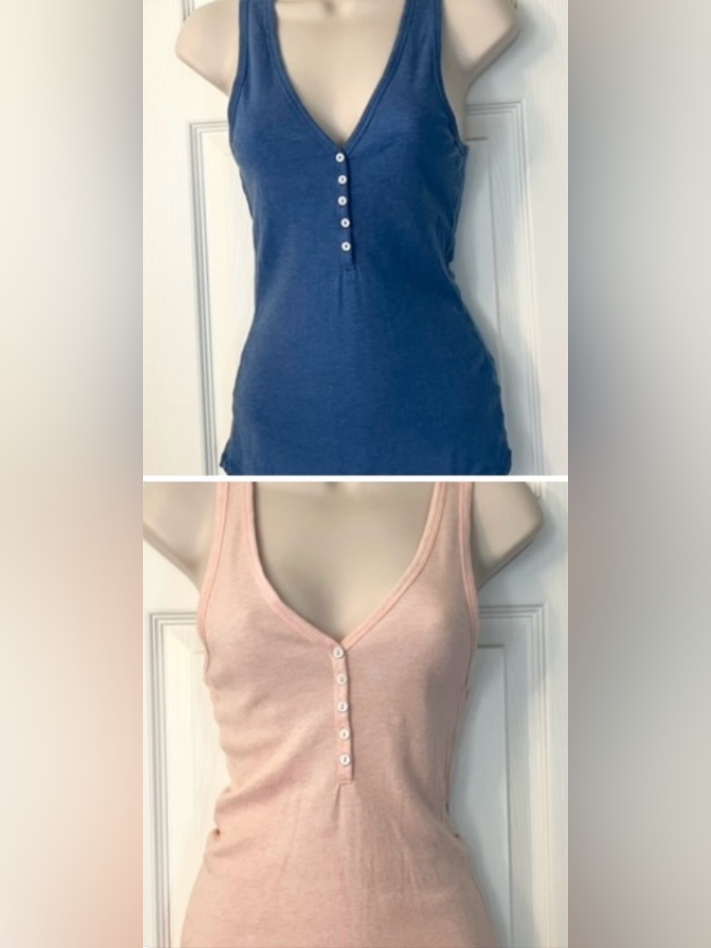 Lot of 2 Old Navy Tank Tops - Size Small - Henley, Racerback - Pink & Blue